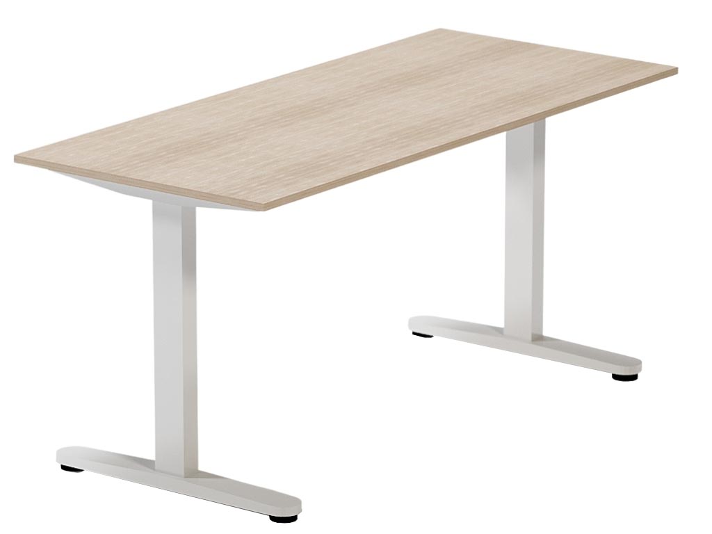 ARBYD Dubový elektrický kancelářský stůl Thor 135 x 70 cm s bílou podnoží
