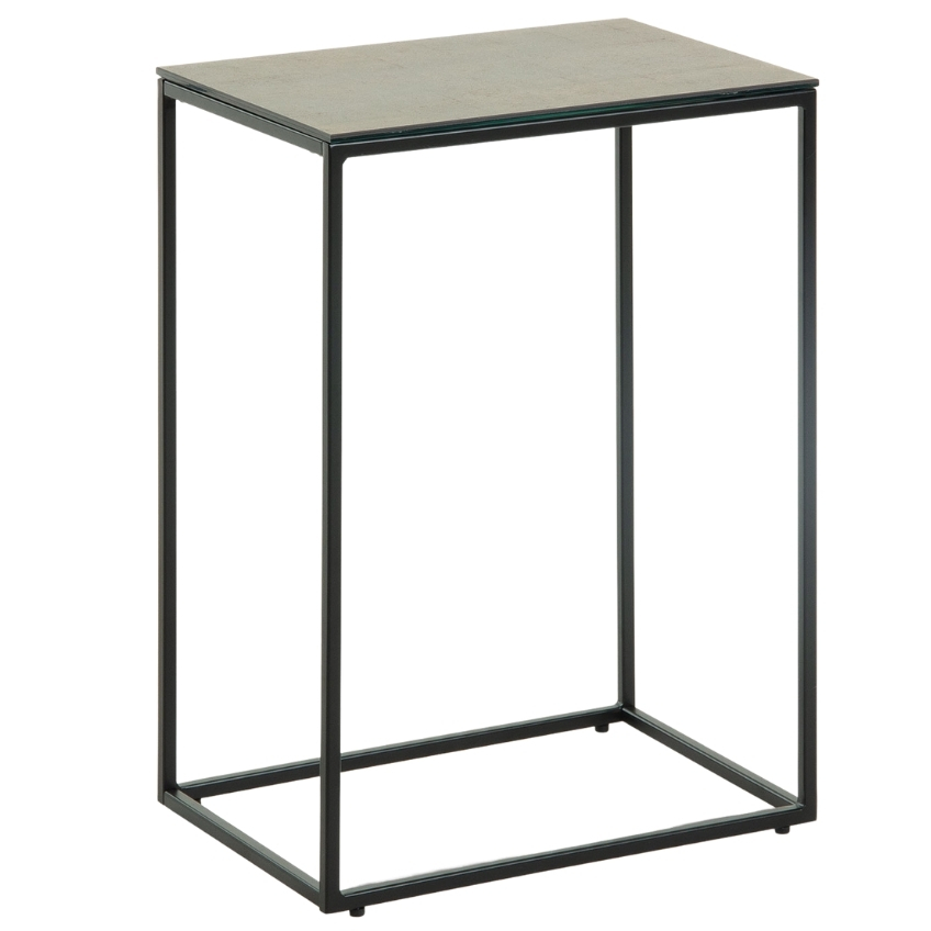 Antracitově šedý keramický odkládací stolek LaForma Rewena s kovovou podnoží 45 x 30 cm