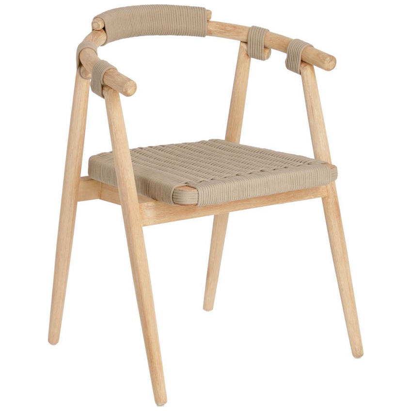 Béžová dřevěná jídelní židle LaForma Majela s područkami