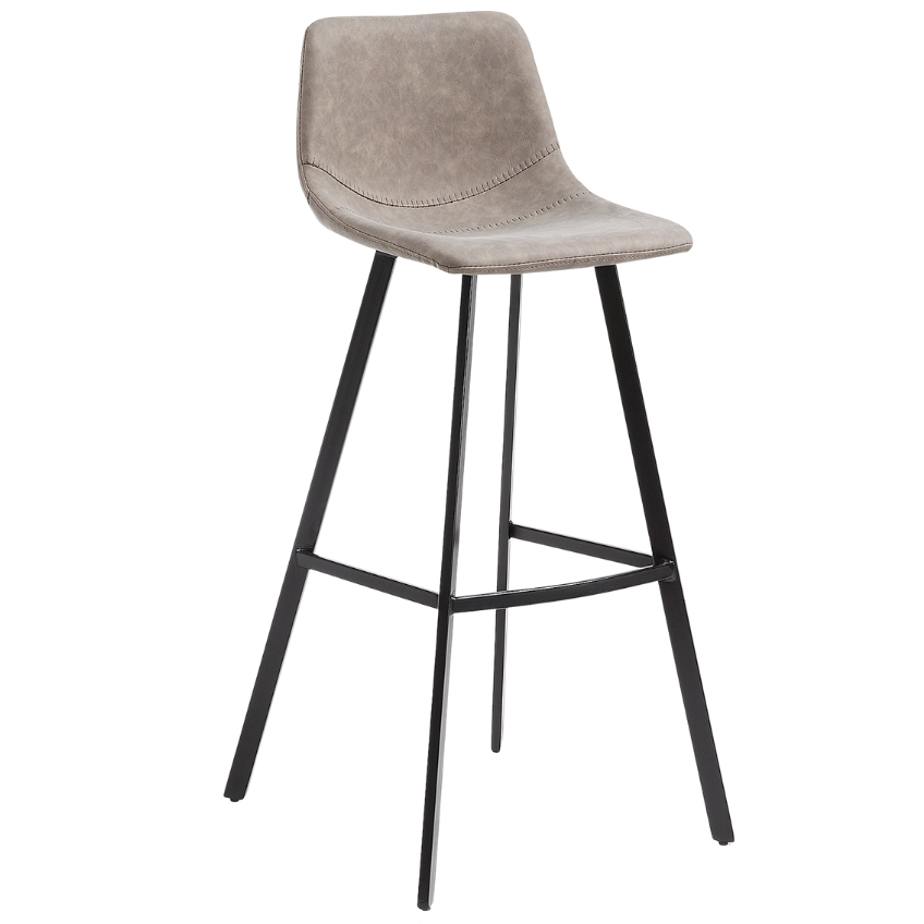Béžová koženková barová židle LaForma Andi 80 cm s kovovou podnoží