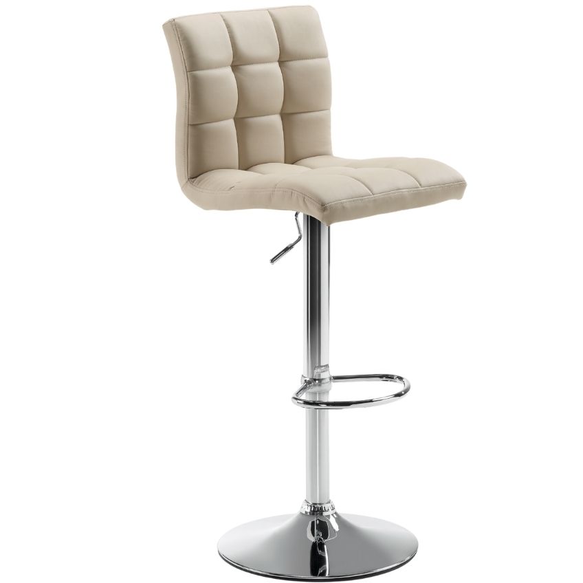 Béžová koženková barová židle LaForma Lodi 60-81 cm s chromovou podnoží