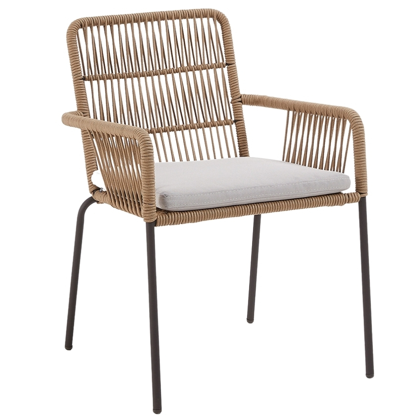 Béžová pletená židle LaForma Samt s kovovou podnoží