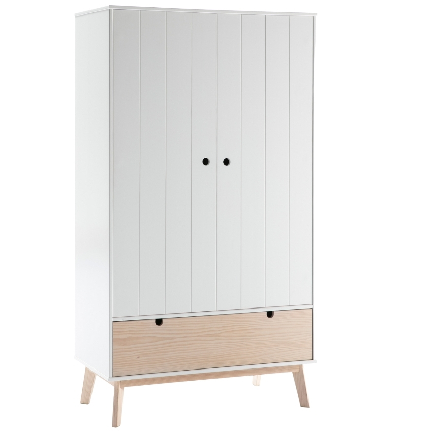 Bílá dřevěná šatní skříň Marckeric Kiara 180 x 49 cm