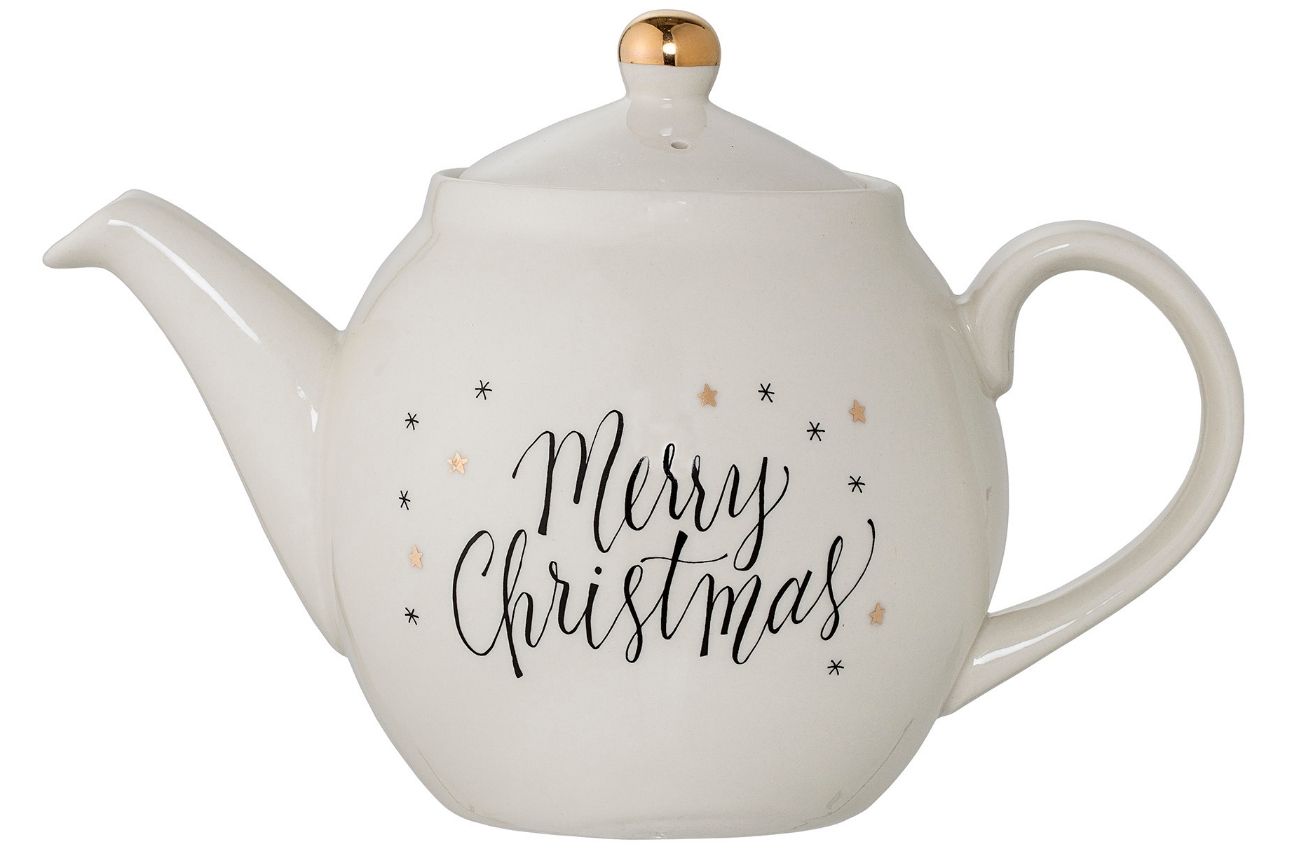 Bílá keramická vánoční konvice na čaj Bloomingville Noel 1