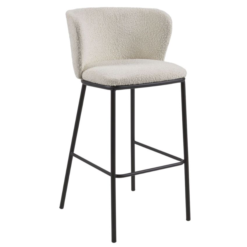 Bílá látková barová židle LaForma Ciselia 75 cm