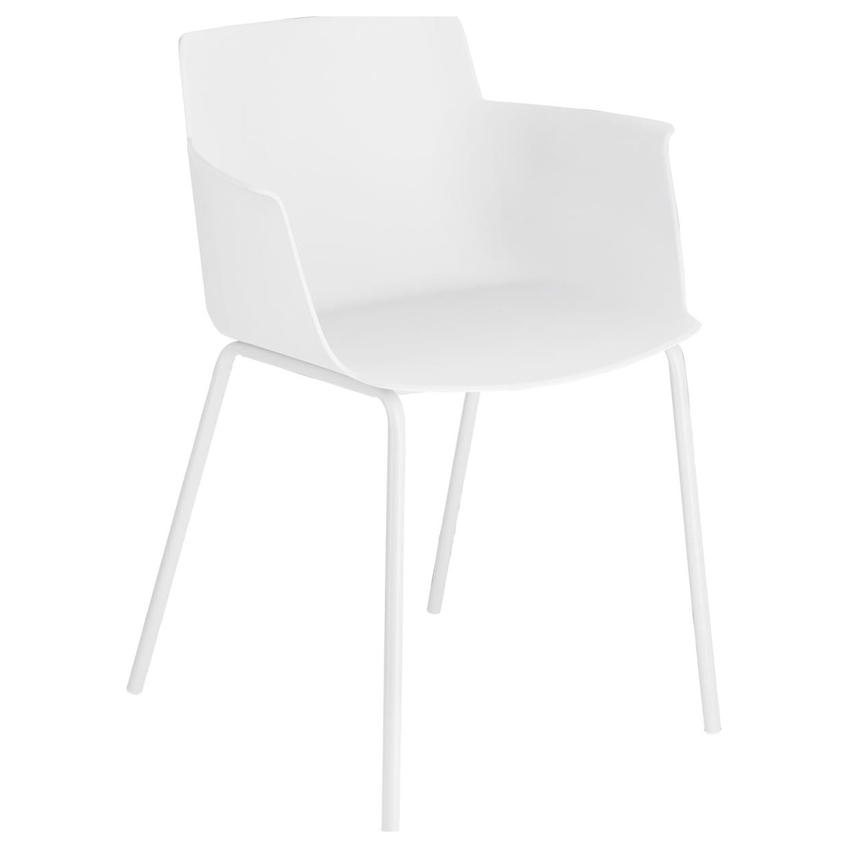 Bílá plastová jídelní židle LaForma Hannia s područkami