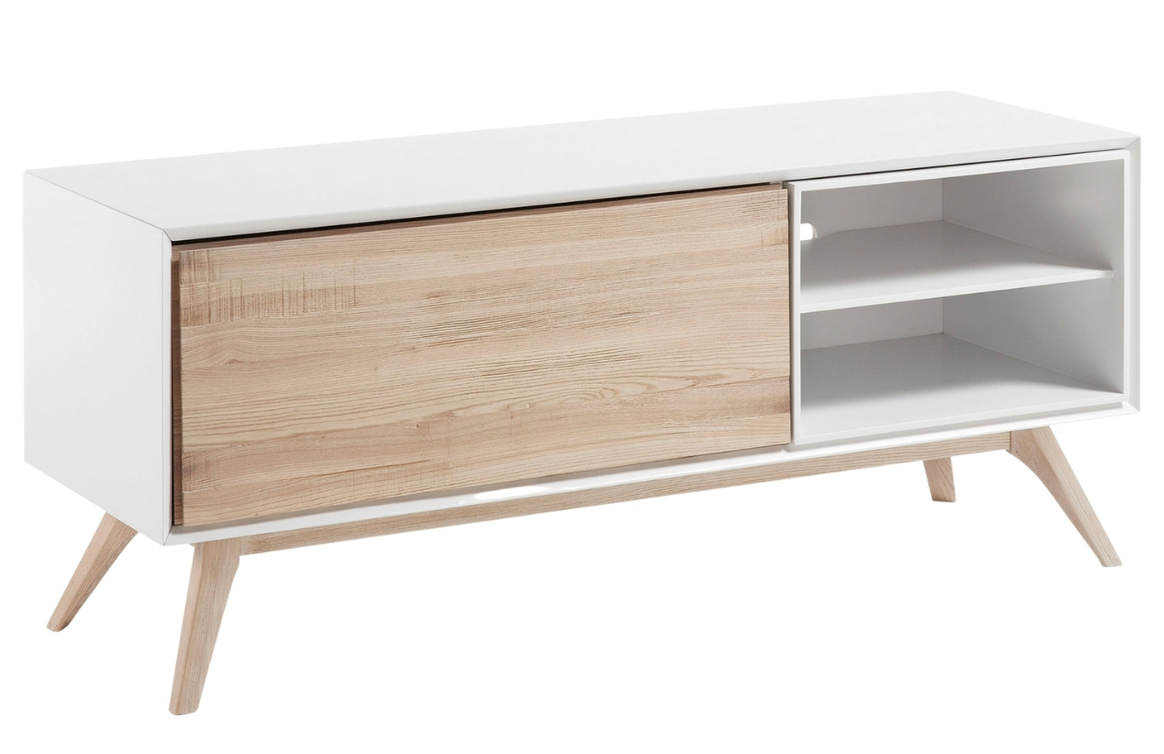 Bílý dřevěný TV stolek LaForma Quatre 134 x 45 cm