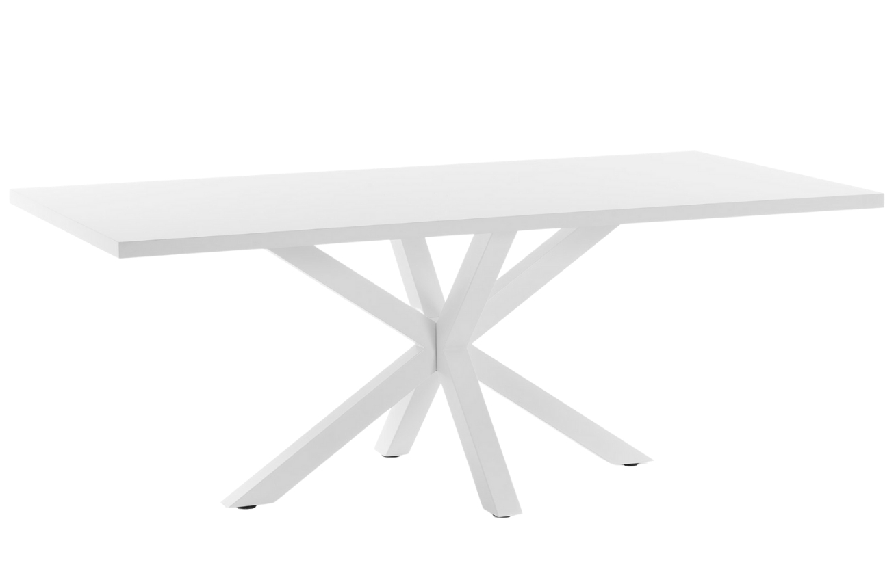 Bílý dřevěný jídelní stůl LaForma Arya 200 x 100 cm s bílou kovovou podnoží