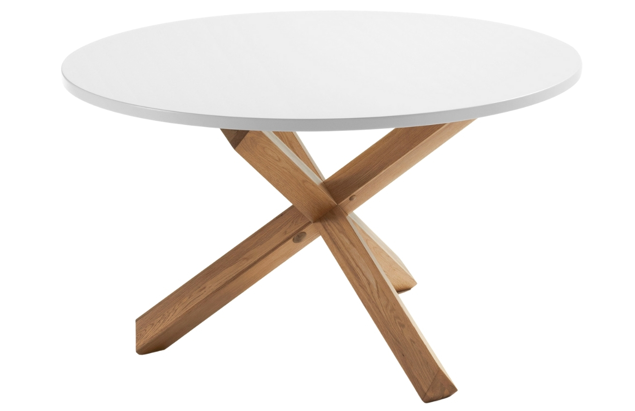 Bílý dřevěný kulatý jídelní stůl LaForma Nori 120 cm