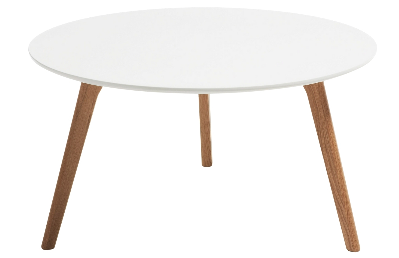Bílý dřevěný kulatý konferenční stolek LaForma Brick 90 cm