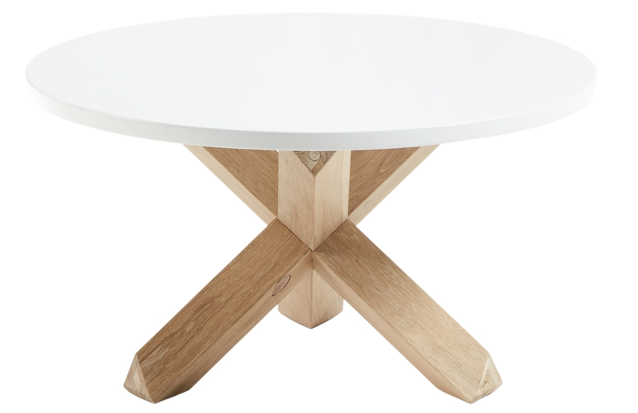 Bílý dřevěný kulatý konferenční stolek LaForma NORI 65 cm