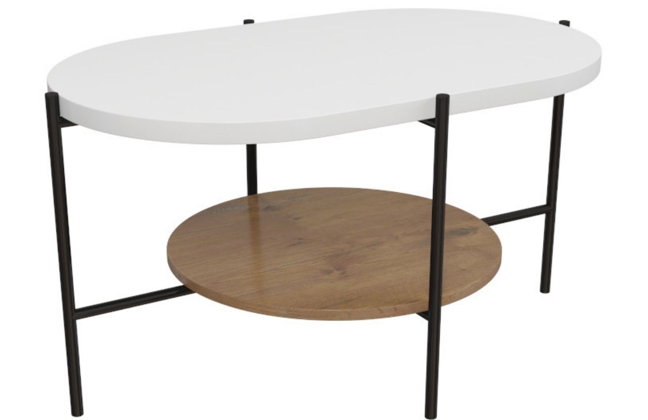 Bílý konferenční stolek Skandica Arena s černou podnoží 80 x 50 cm