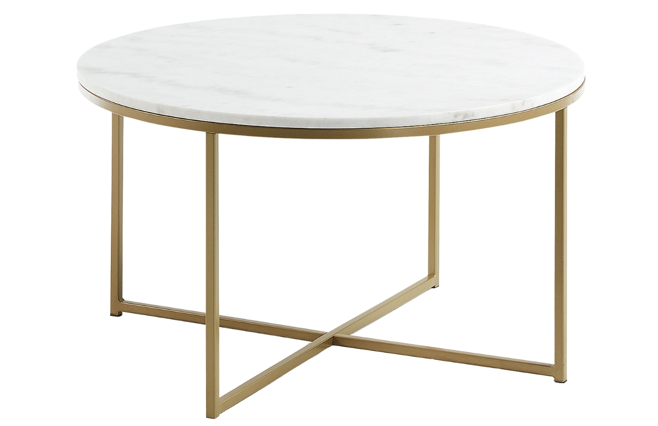 Bílý mramorový kulatý konferenční stolek LaForma Sheffield Ø 80 cm