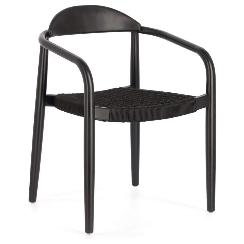 Černá dřevěná jídelní židle LaForma Glynis s područkami a s černým proplétáním