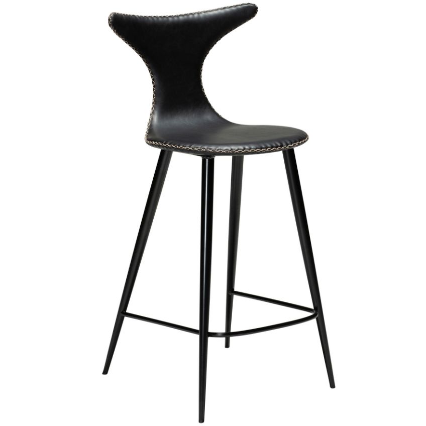 Černá koženková barová židle DAN-FORM Dolphin 65 cm