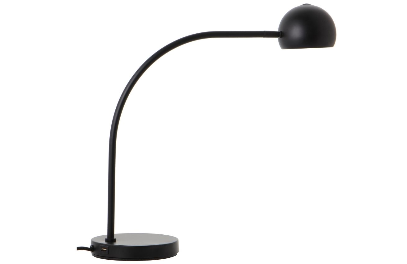 Černá matná kovová stolní lampa Frandsen Ball USB