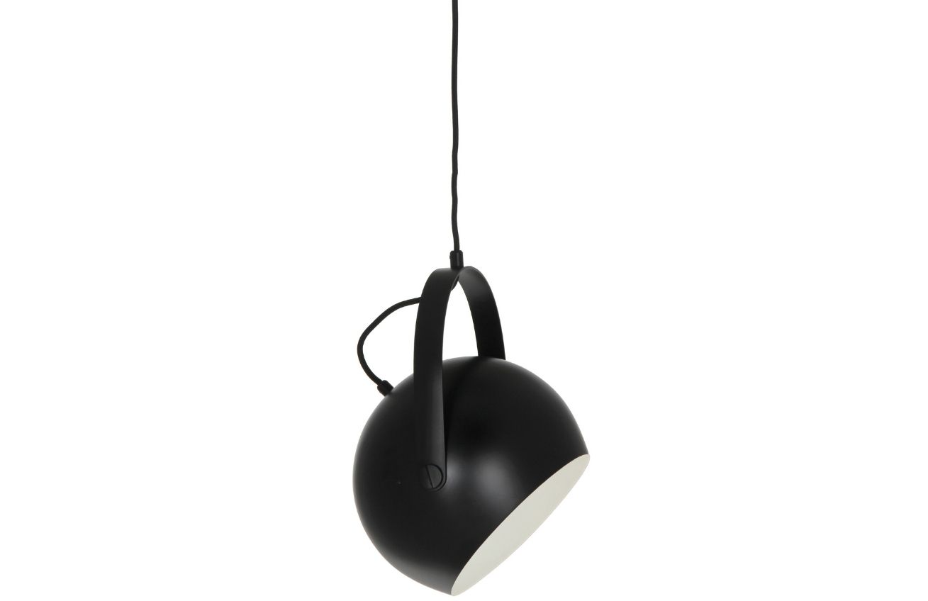 Černé matné kovové závěsné světlo Frandsen Ball Handle 19 cm