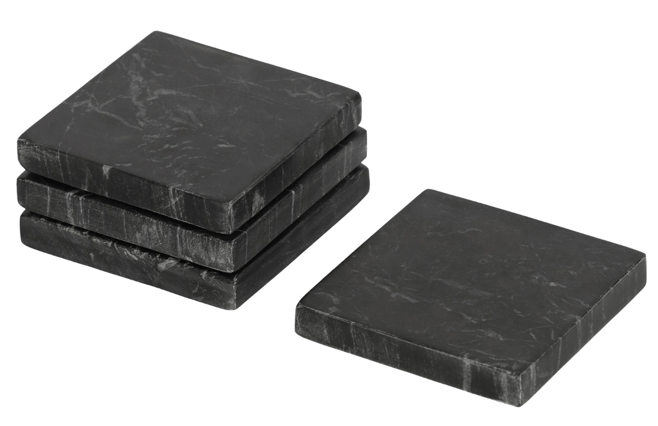 Černý mramorový set čtyř čtvercových podtácků LaForma Johana