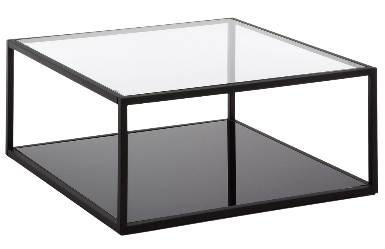 Černý skleněný konferenční stolek LaForma Greenhill 80 x 80 cm