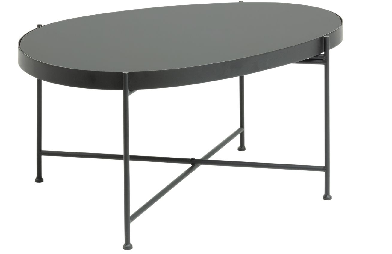 Černý skleněný konferenční stolek LaForma Marsh s černou podnoží 82x55 cm