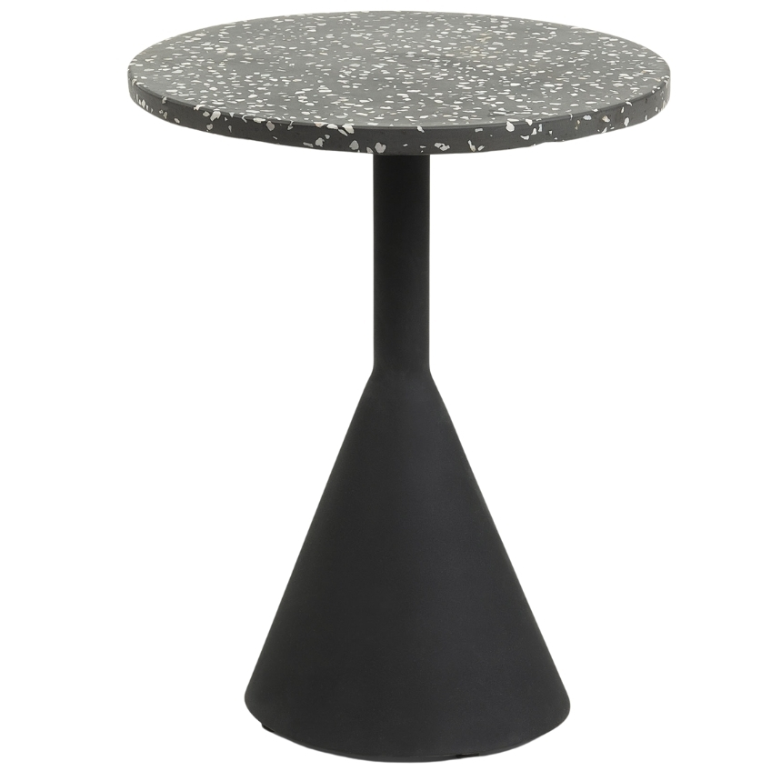 Černý terrazzo kulatý odkládací stolek LaForma Melano 40 cm