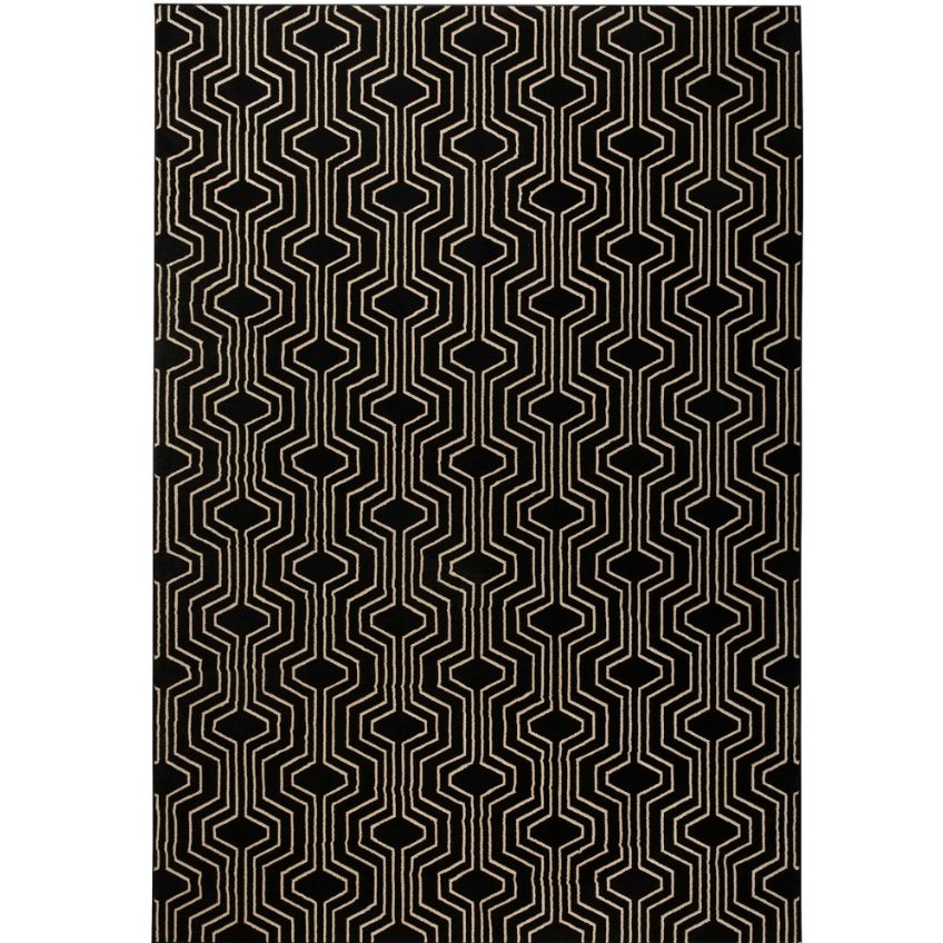 Černý vzorovaný koberec Bold Monkey Swinging Lines 160x230 cm