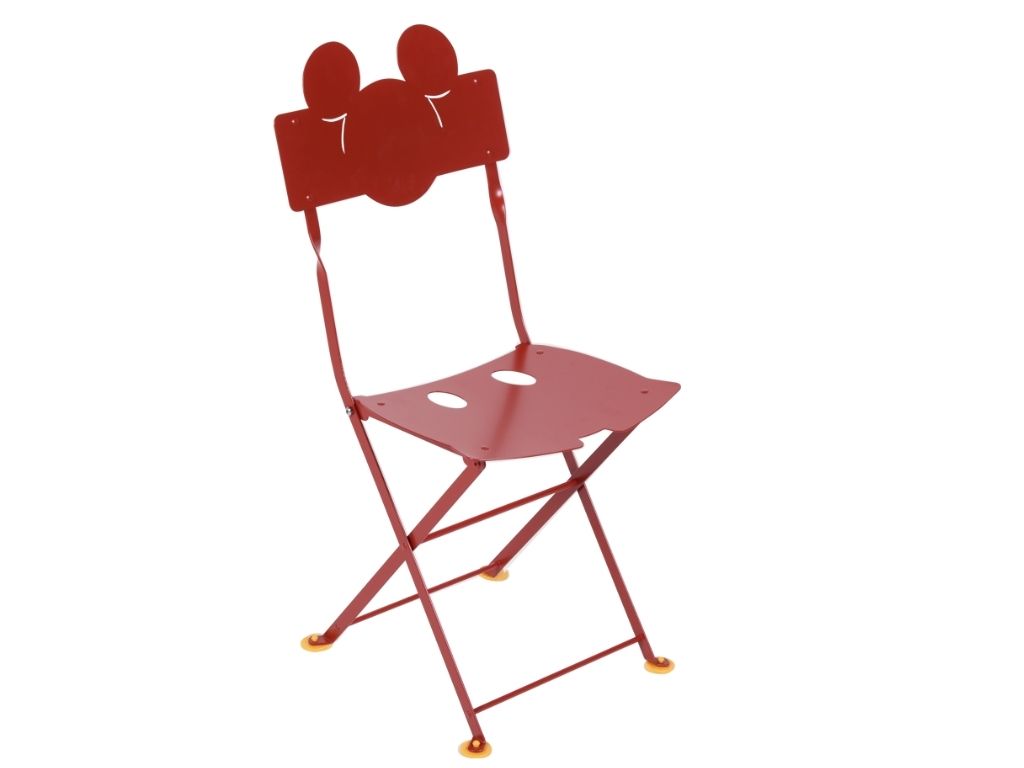 Červená kovová zahradní dětská skládací židle Fermob Bistro Mickey Mouse ©
