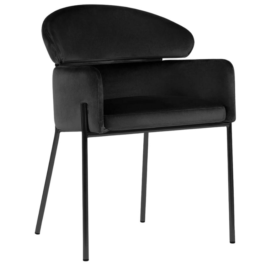 Concept design Černá sametová jídelní židle Bruna