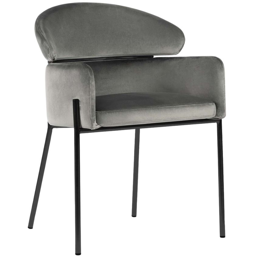 Concept design Šedá sametová jídelní židle Bruna