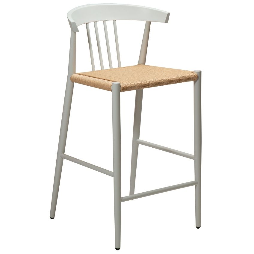 DAN-FORM Bílá kovová barová židle DanForm Sava s výpletem 66