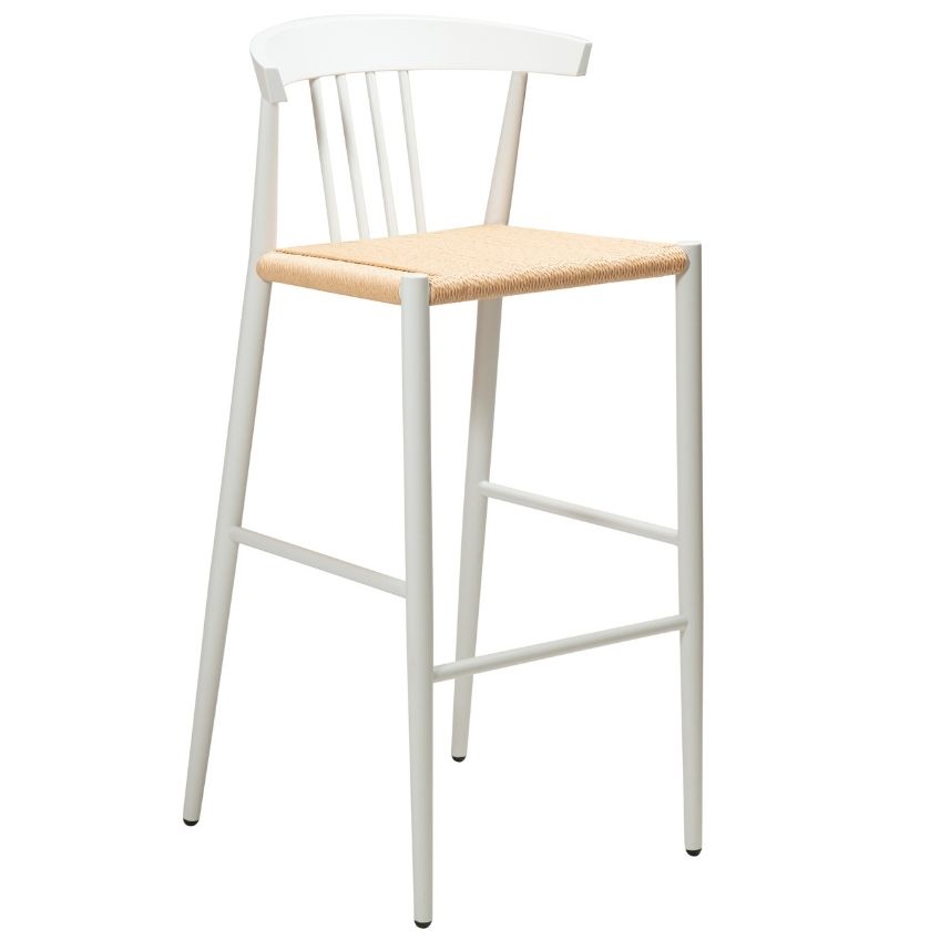 DAN-FORM Bílá kovová barová židle DanForm Sava s výpletem 76