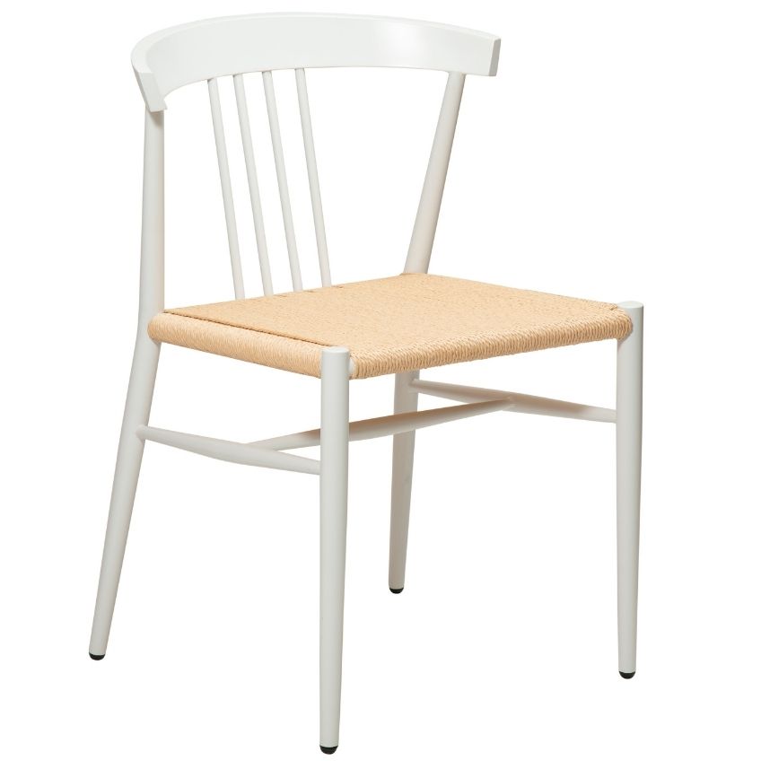 DAN-FORM Bílá kovová jídelní židle DanForm Sava s výpletem