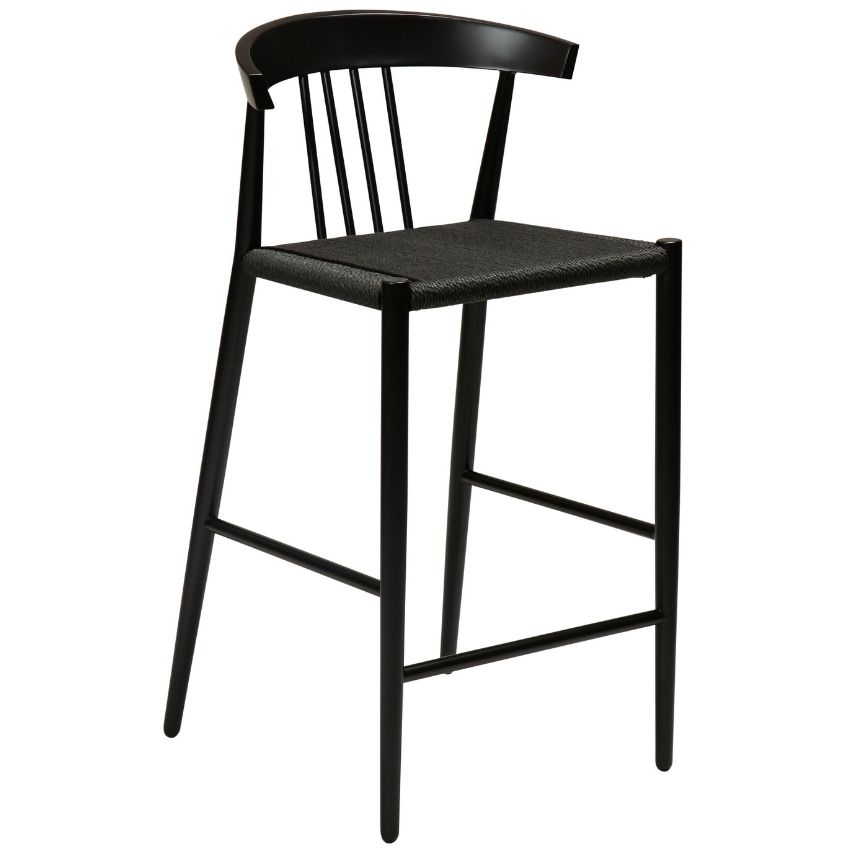 DAN-FORM Černá kovová barová židle DanForm Sava s výpletem 66