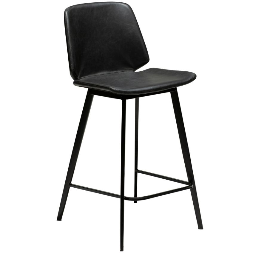 DAN-FORM Černá koženková barová židle DanForm Swing 65 cm