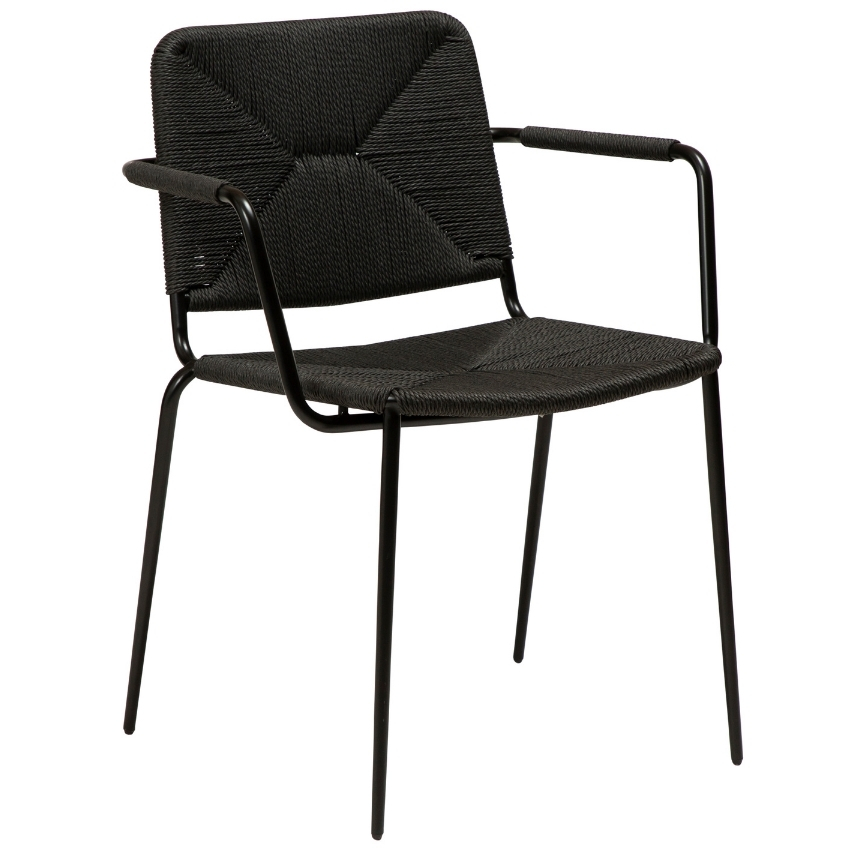 DAN-FORM Černá ratanová jídelní židle DanForm Stiletto s područkami