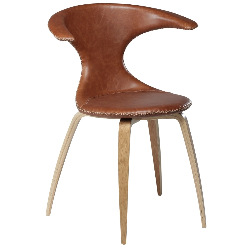 DAN-FORM Hnědá kožená jídelní židle s dubovou podnoží DanForm Flair