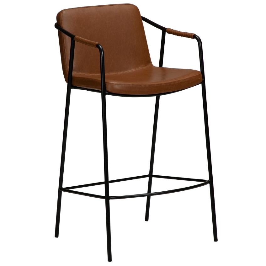 DAN-FORM Hnědá koženková barová židle DanForm Boto 67 cm