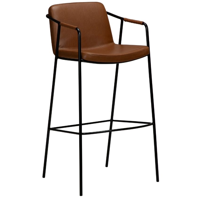 DAN-FORM Hnědá koženková barová židle DanForm Boto 77 cm