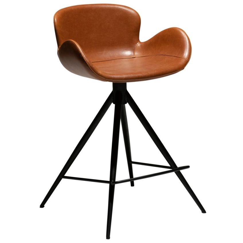 DAN-FORM Koňakově hnědá koženková barová židle DanForm Gaia 65 cm