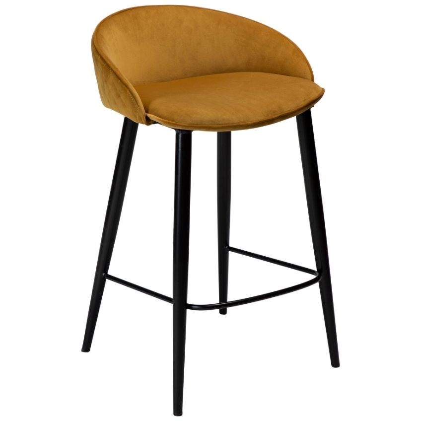 DAN-FORM Okrově žlutá sametová barová židle DanForm Dual 66 cm