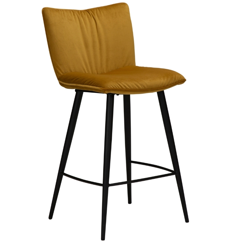 DAN-FORM Okrově žlutá sametová barová židle DanForm Join 67 cm