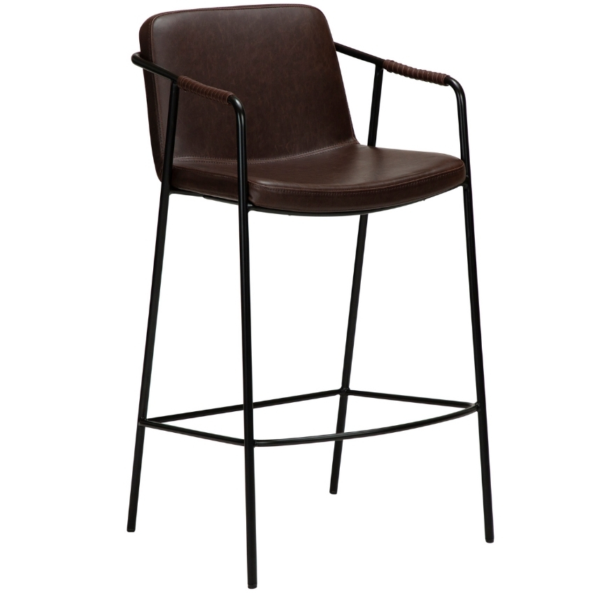 DAN-FORM Tmavě hnědá koženková barová židle DanForm Boto 67 cm