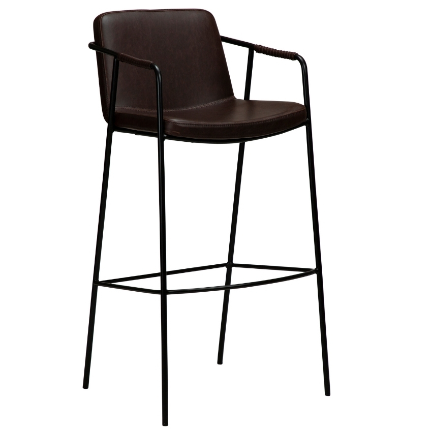 DAN-FORM Tmavě hnědá koženková barová židle DanForm Boto 77 cm