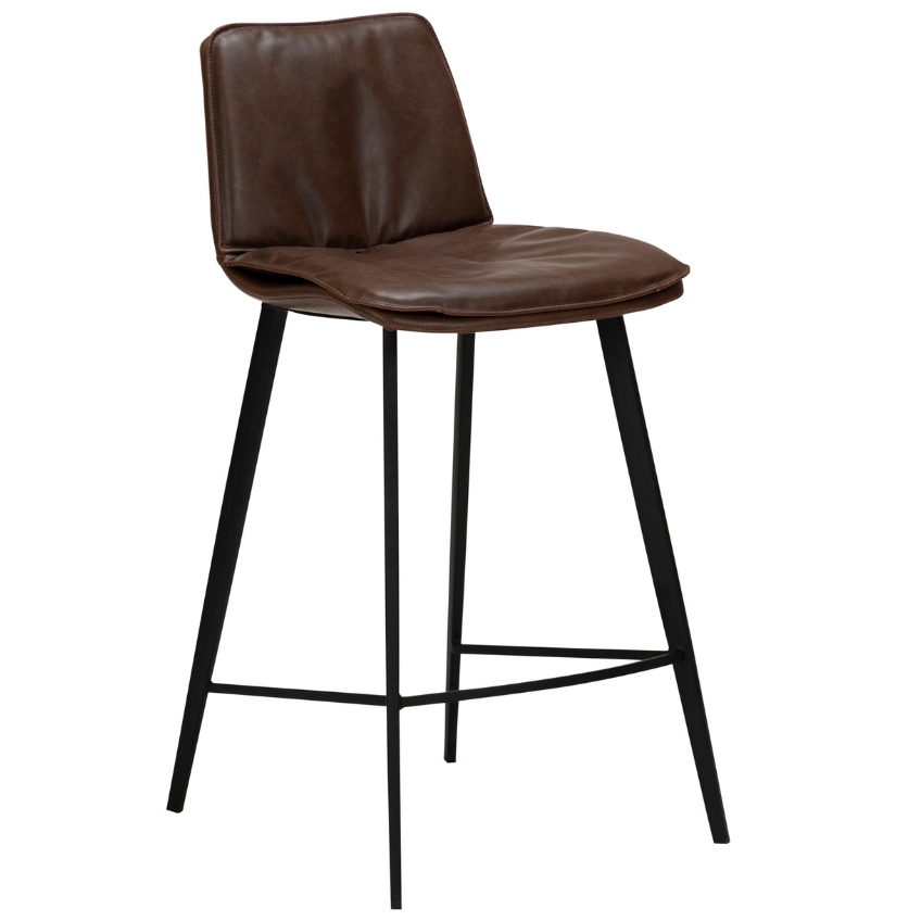 DAN-FORM Tmavě hnědá koženková barová židle DanForm Fierce 68 cm