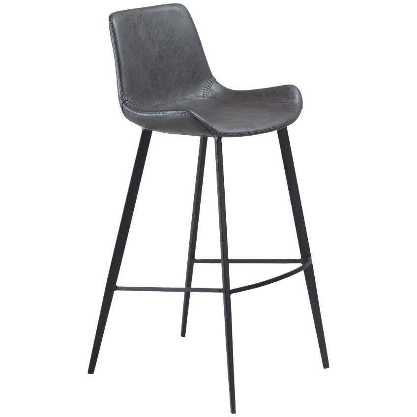 DAN-FORM Tmavě šedá koženková barová židle DanForm Hype 75 cm