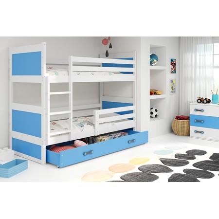 Dětská patrová postel RICO 160x80 cm Bílá Modrá
