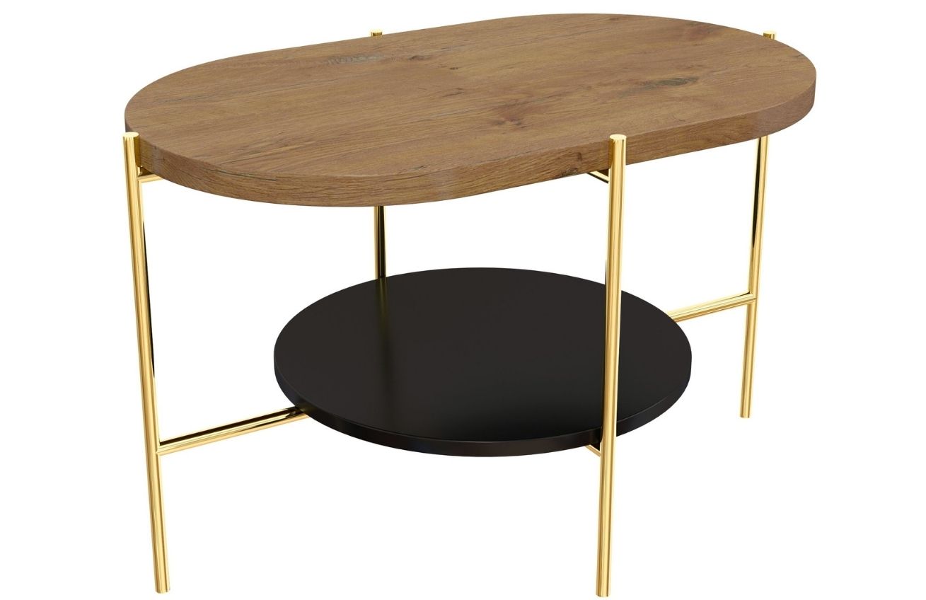 Dubový konferenční stolek Skandica Arena se zlatou podnoží 80 x 50 cm