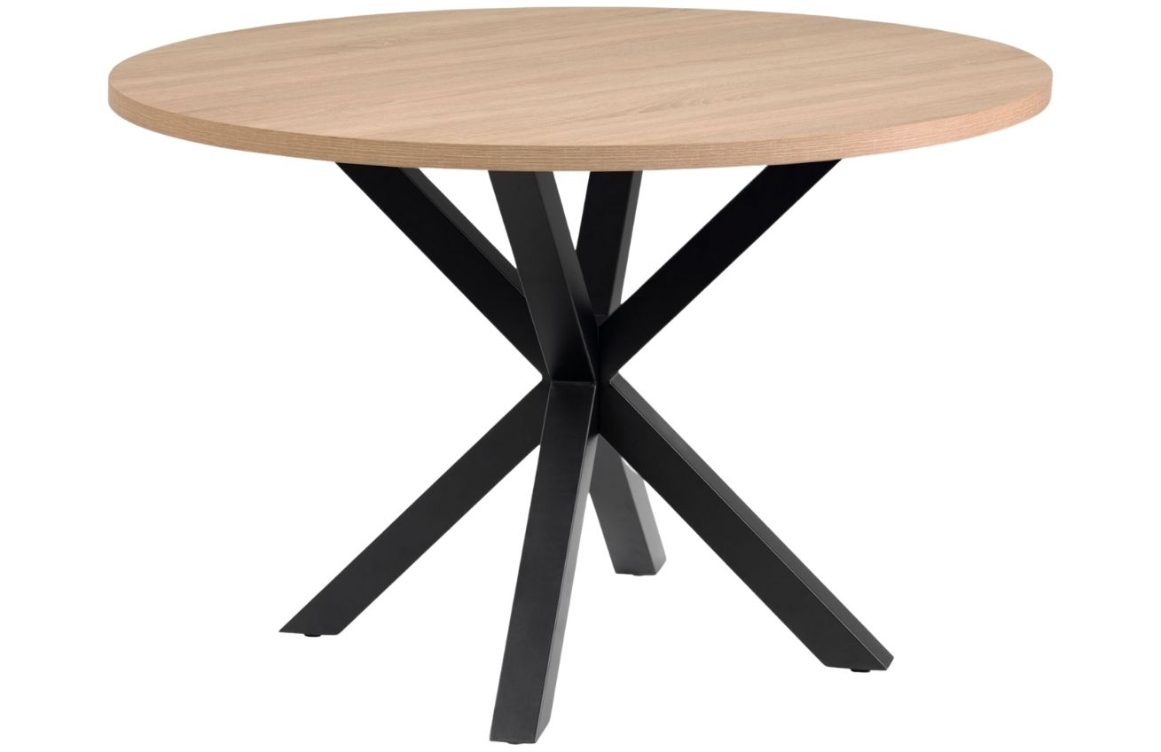 Dubový kulatý jídelní stůl LaForma Arya 119 cm s černou podnoží