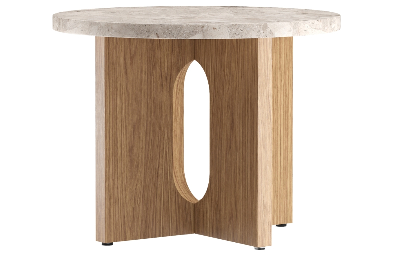 Dubový odkládací stolek MENU ANDROGYNE 50 cm s kamennou deskou