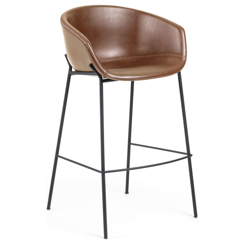 Hnědá koženková barová židle LaForma Zadine 74 cm